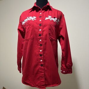 Disney Store 101 Dalmations VTG 90s Long Sleeve Button Shirt Embroidered Sz M